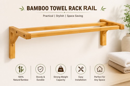 Bamboo towel rail holder - holder, 60cm