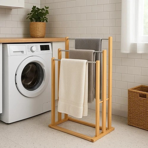Bamboo wooden towel - towel, holder
