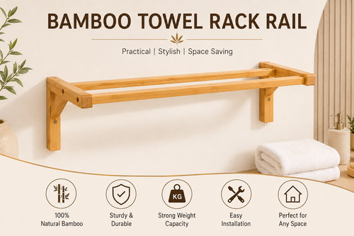 Bamboo towel rail 60cm - towel, double